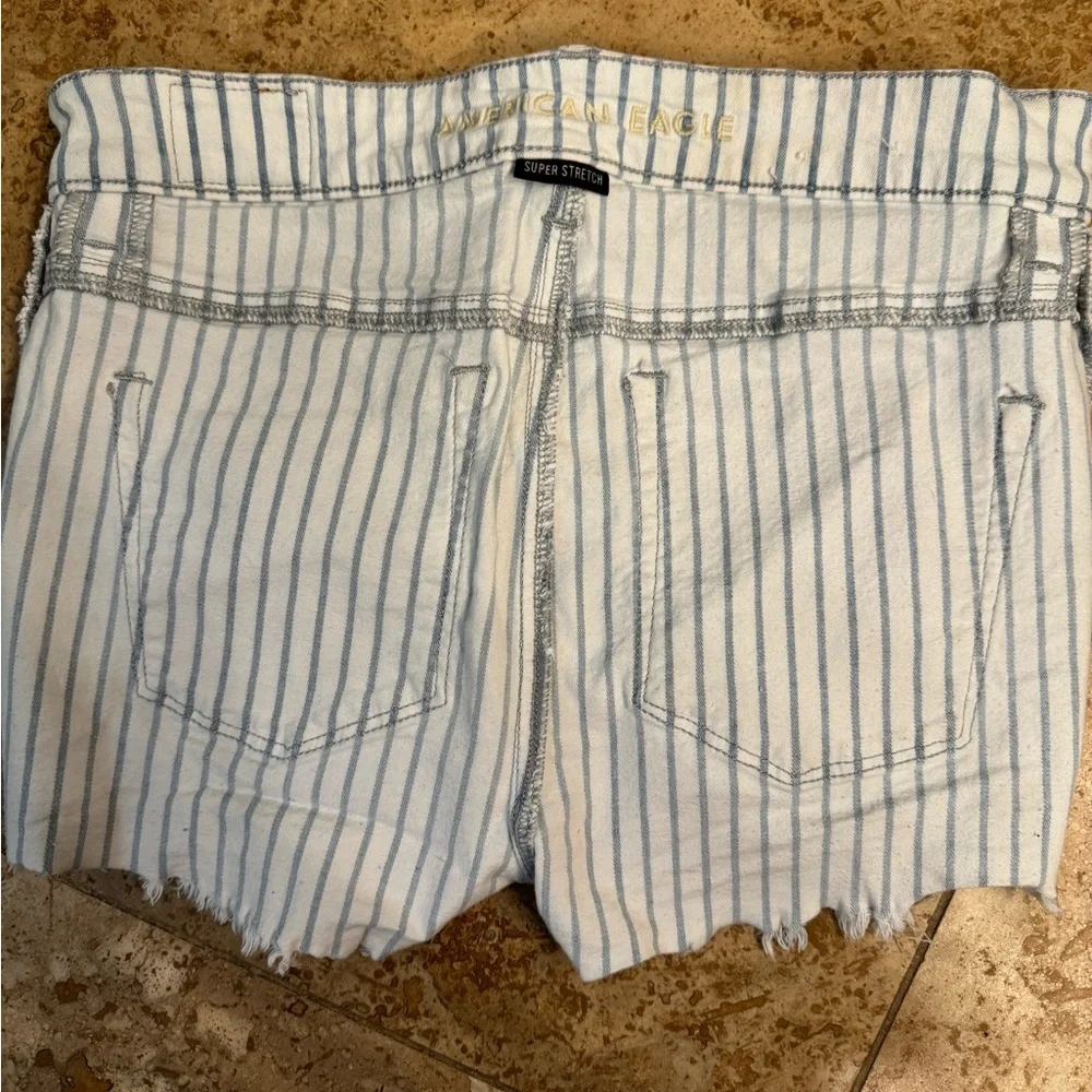 American Eagle High Waisted Striped Denim Short Short
